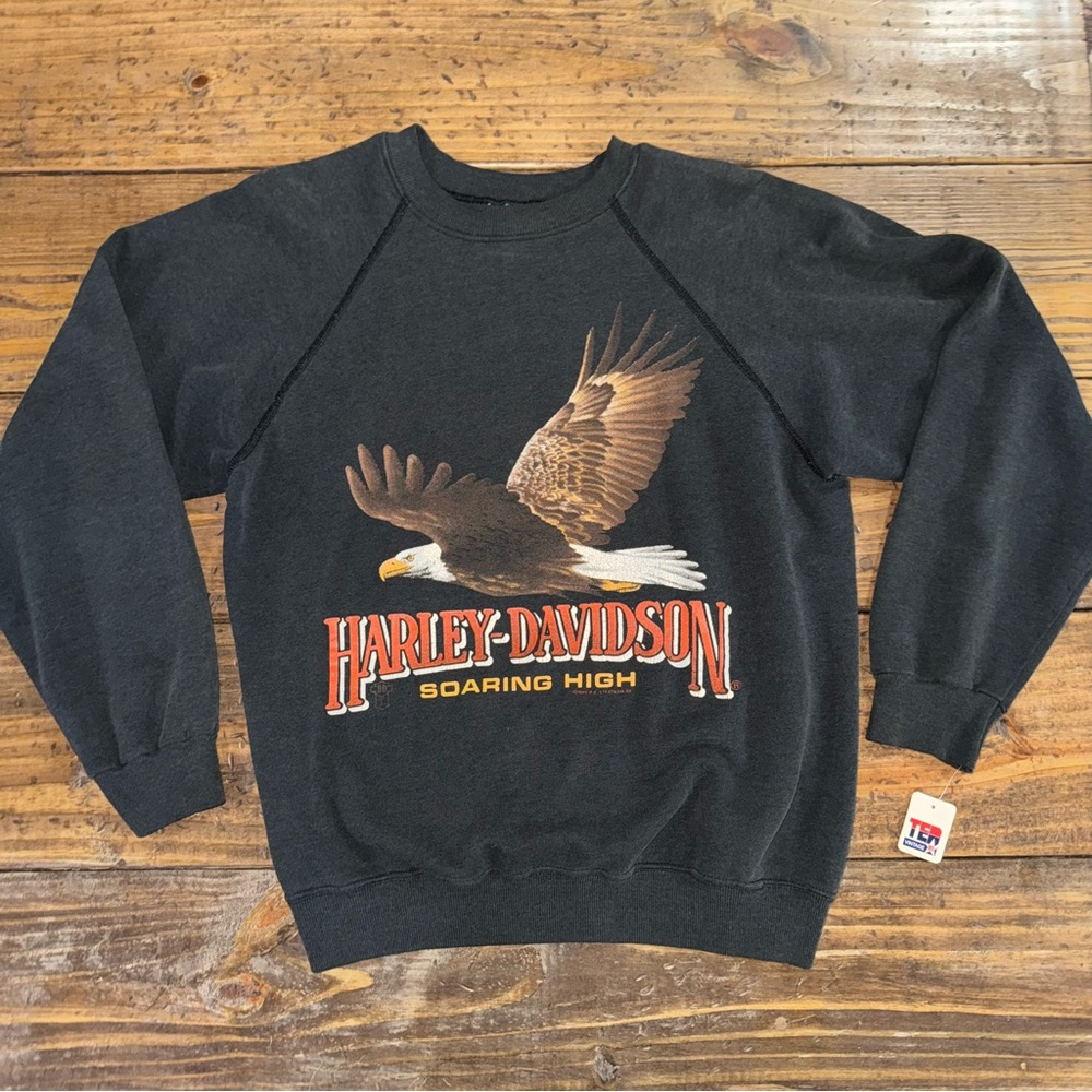 Vintage 1988 Harley-Davidson Eagle Milwaukee Wisconsin Raglan Sweatshirt Large
